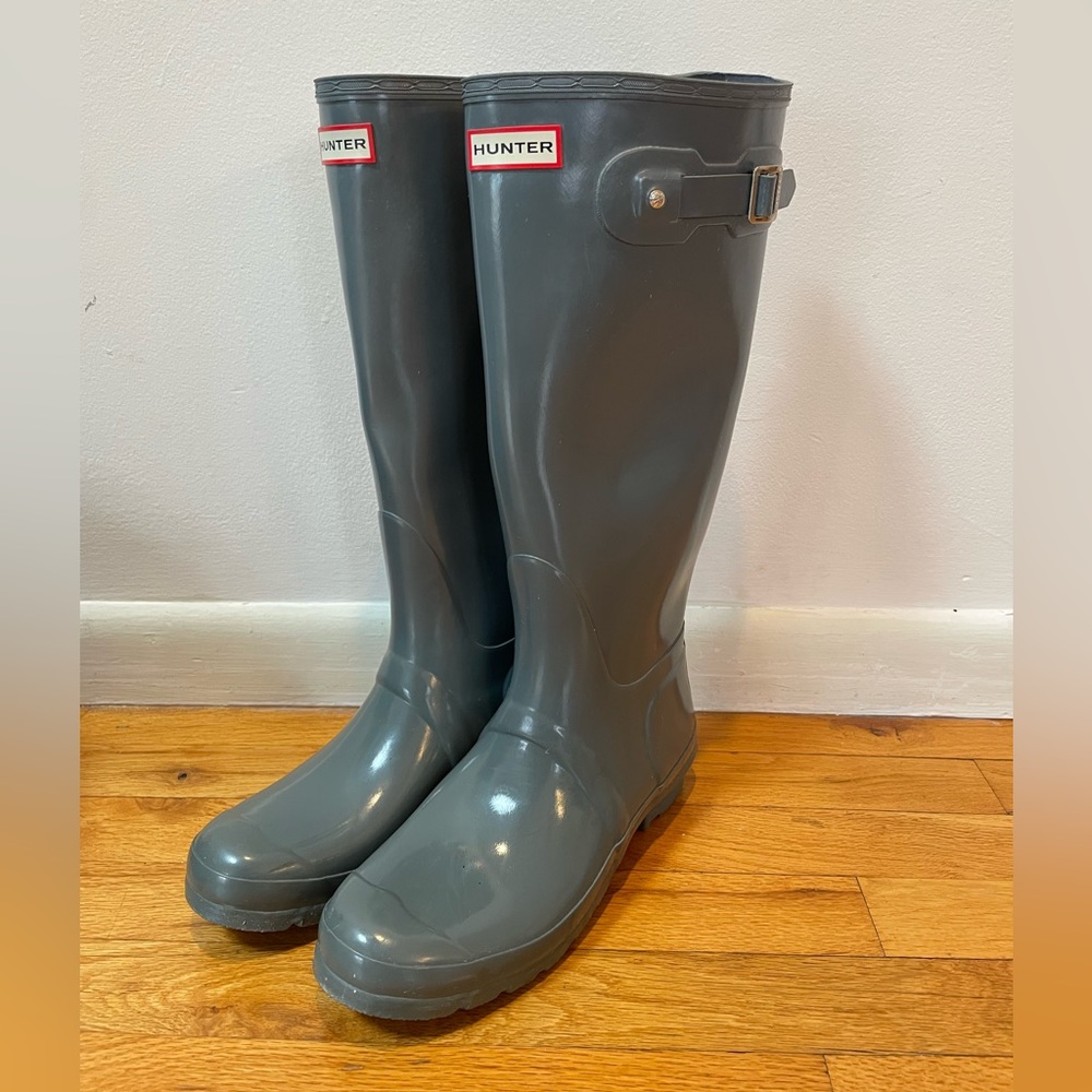 Hunter Original Women's Tall Gloss Gray Rain Boots
